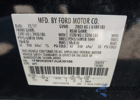 2018 Ford Explorer Xlt from USA, damaged, VIN 1FM5K8D87JGA39106